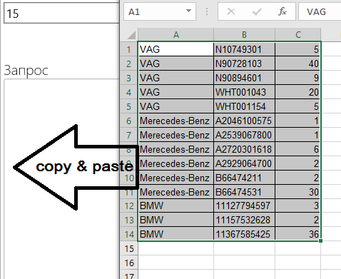 copy paste list into excel separated by semi colons